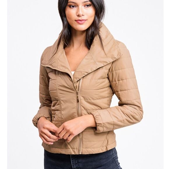 SALE Tan Lightweight Puffer Jacket Coat L XL - Picture 3 of 7